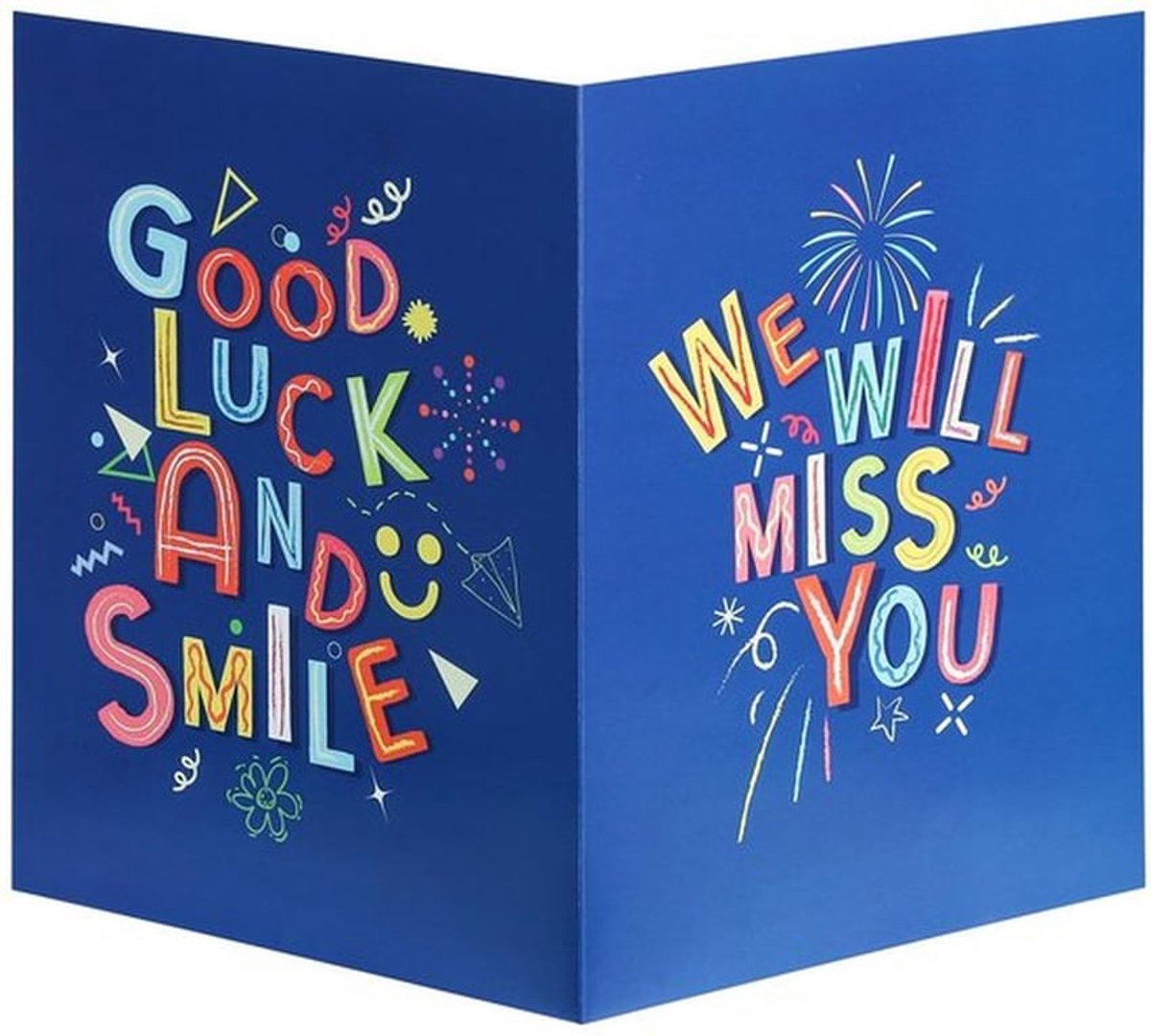 Afscheidswenskaart 28x44cm - Blauw - Karton - Inclusief Envelop - Vertrekkaart - Afscheidscadeau voor Collega