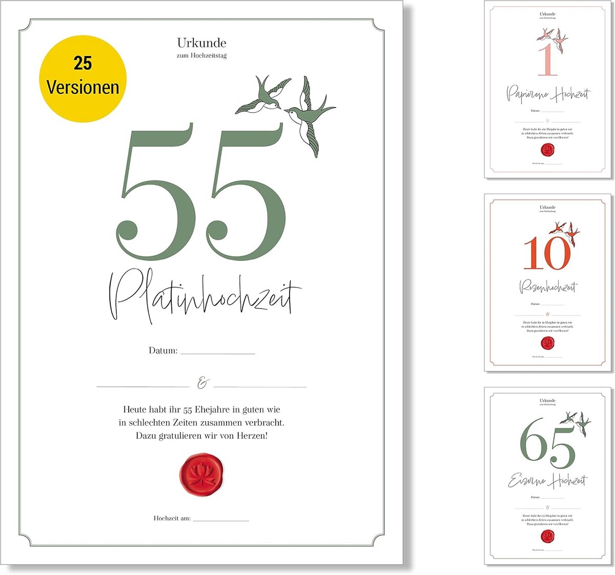 Certificaat van Huwelijksjubileum - Klassiek - 55e Jubileum - Mooie herinnering voor het paar - ShopVlot