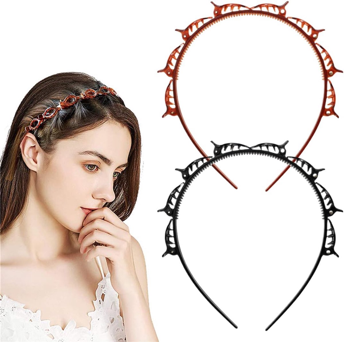 multifunctionele haarband met wasknijpers - zwart/bruin - voor sport en haarstyling - comfortabel en stijlvol - ShopVlot