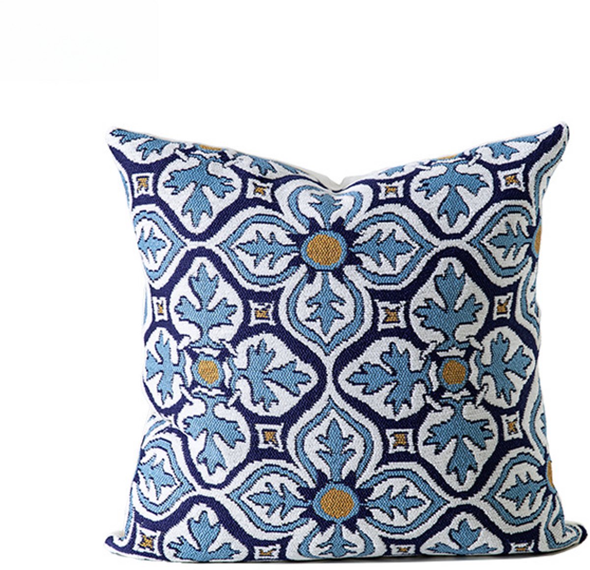 Casalora Kussenhoes - 1 Stuk Chenille Jacquard Blauw Decoratief Kussensloop - 45x45 cm - Stijl Geometrisch Bloemenpatroon, Zonder Kusseninzet -Blauw