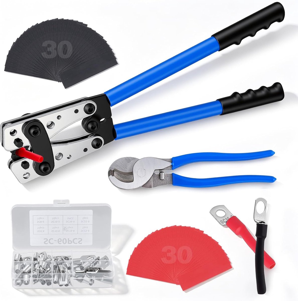 Krimptang kabelschoenen set 6-50 mm² - zeshoekige tang - stalen constructie - ideaal voor elektriciens - ShopVlot