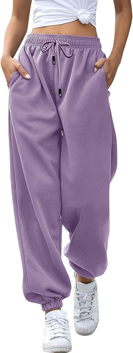 Vrijetijdsbroek dames - casual losse fit - katoen met zakken - ideaal voor joggen - ShopVlot