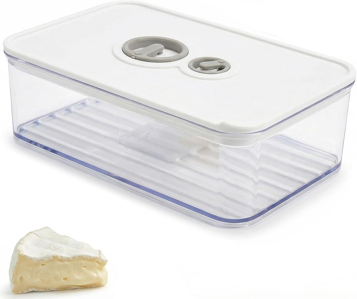 Cheese Box, Fridge with Lid, 1250 ml, Cheese Box, Transparent Cheese Box, for Storing Cheese, Sausage and Ham - ShopVlot