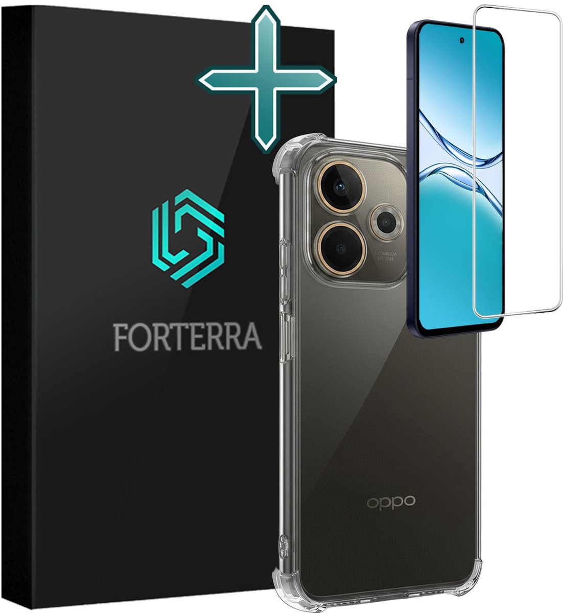 Hoesje Met Screenprotector - Geschikt voor OPPO A5 Pro - Sterk & Shockproof - Back Cover - Siliconen Case - Telefoon Hoes - Shock Proof - Transparant