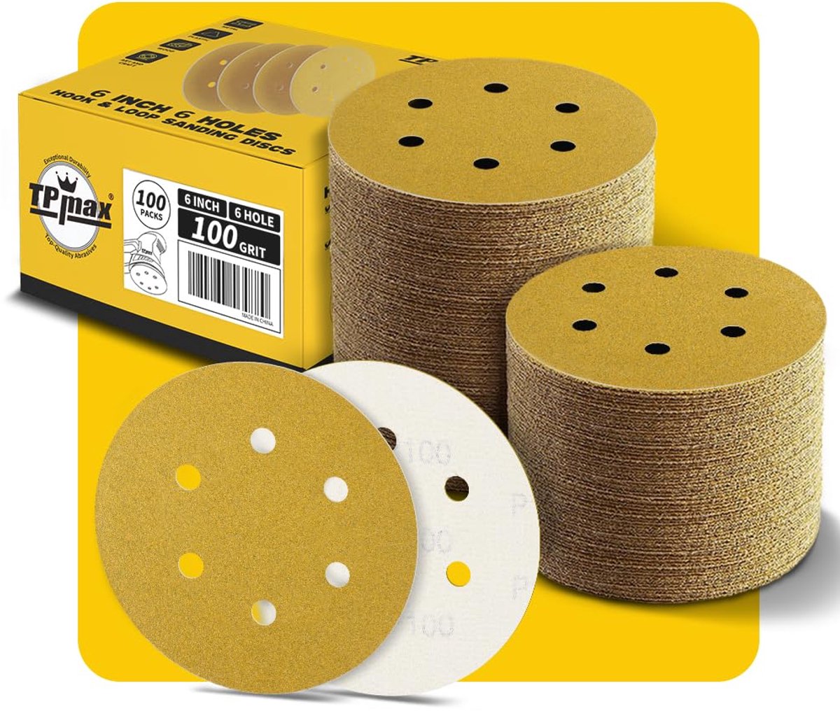 Schuurdiscs zelfklevend 150 mm - 100 stuks - 100 grit - voor hout en metaal - ShopVlot