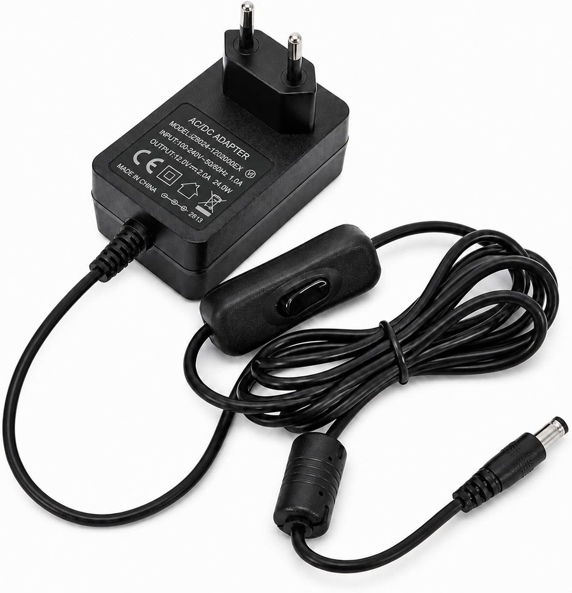 Netadapter 12 V 2 A - Oplaadkabel 1,8 m - Met schakelaar - Voor Yamaha e-piano - ShopVlot