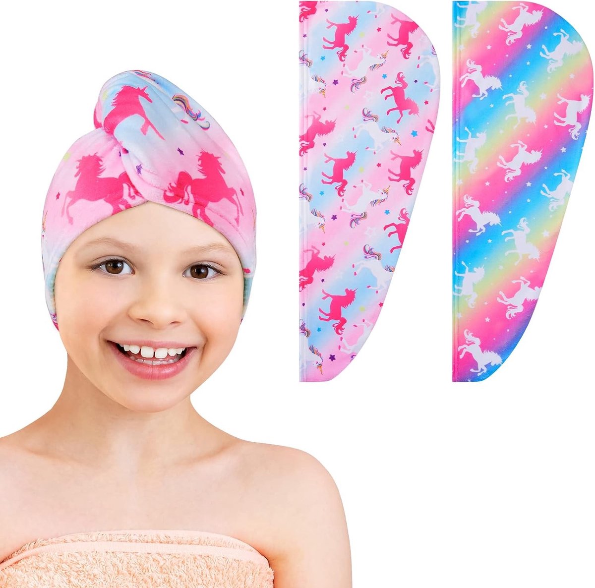 Haarhanddoeken Set - Microvezel Tulbanden - Haar Drogen - Uniek Knopenontwerp - 2 Stuks - Roze