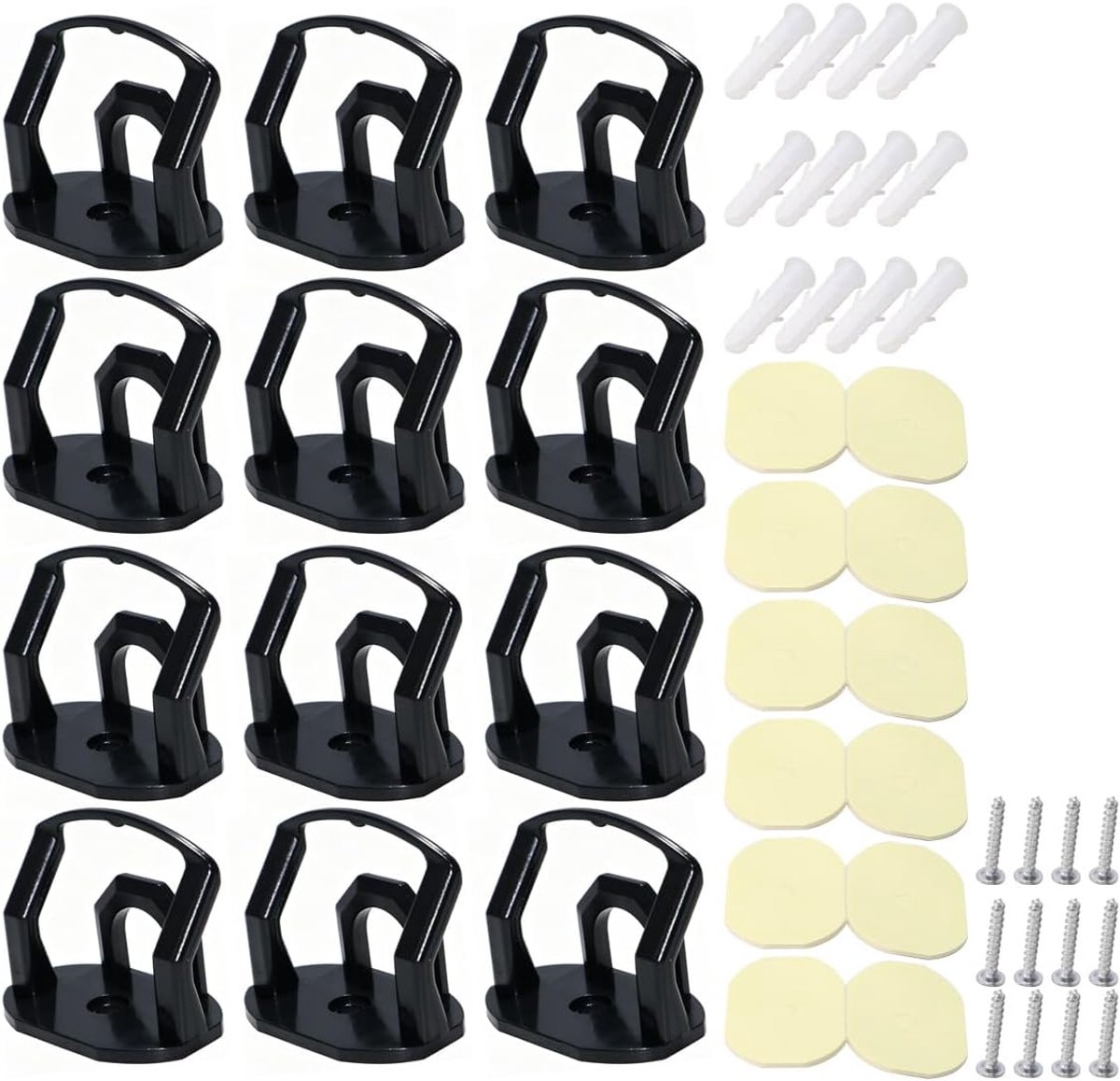 Hoedenplank 12PCS - Zelfklevende Naadloze Houders - Zwart - Voor het ophangen van hoeden en accessoires - ShopVlot