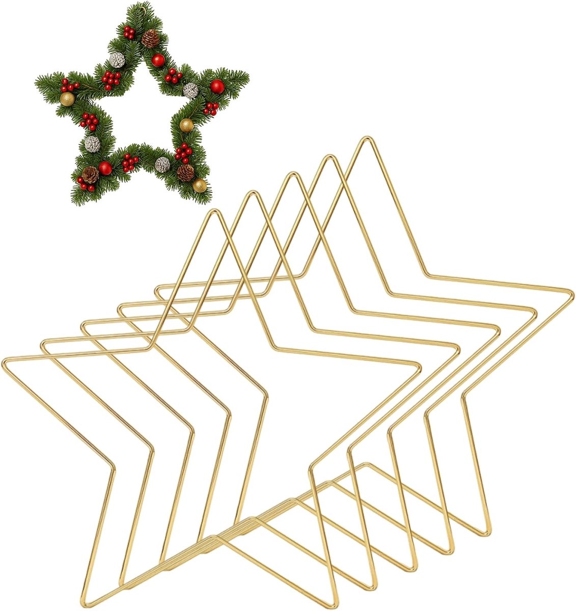Draadsterren set 20 cm - gouden draad - stevige metaalring - ideaal voor kerstdecoratie - ShopVlot