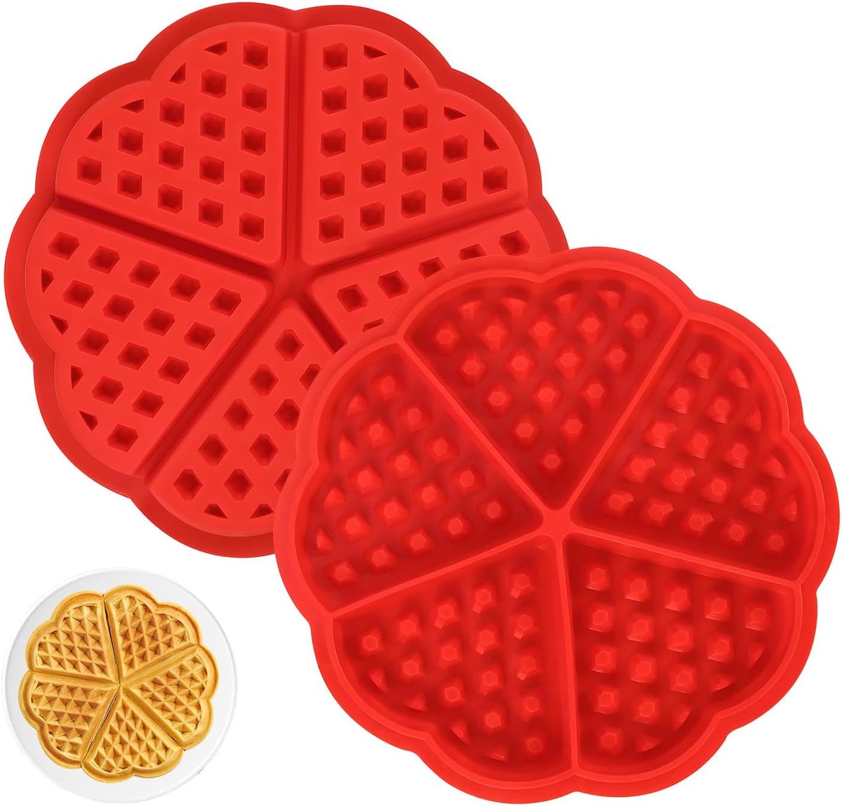 Siliconen wafelvorm 5 putten - herbruikbare hartvorm - anti-aanbaklaag - ideaal voor airfryer - ShopVlot