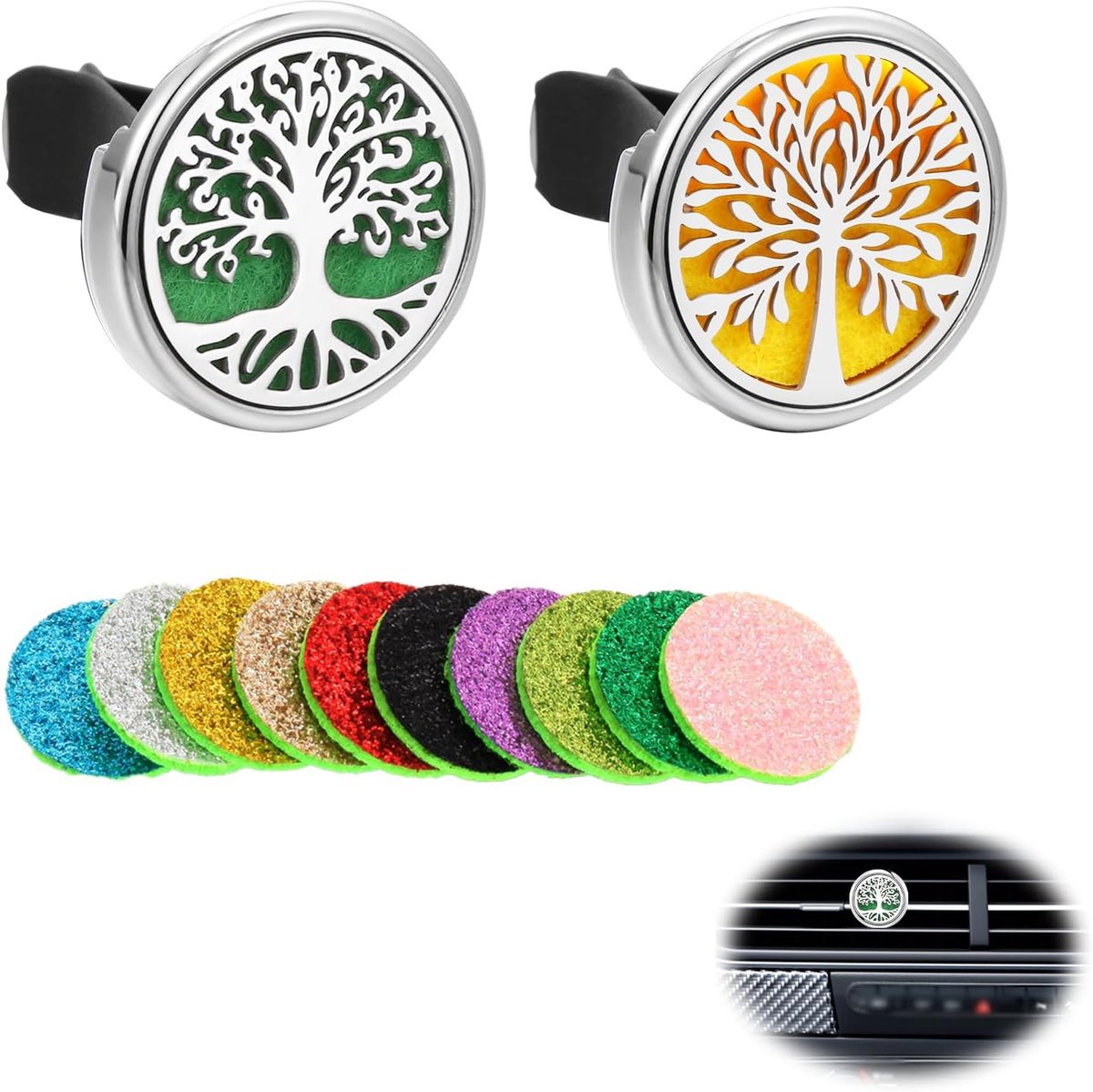 Aromatherapie etherische oliediffuser - roestvrij staal - luchtverfrisser - frisse lucht in de auto - ShopVlot