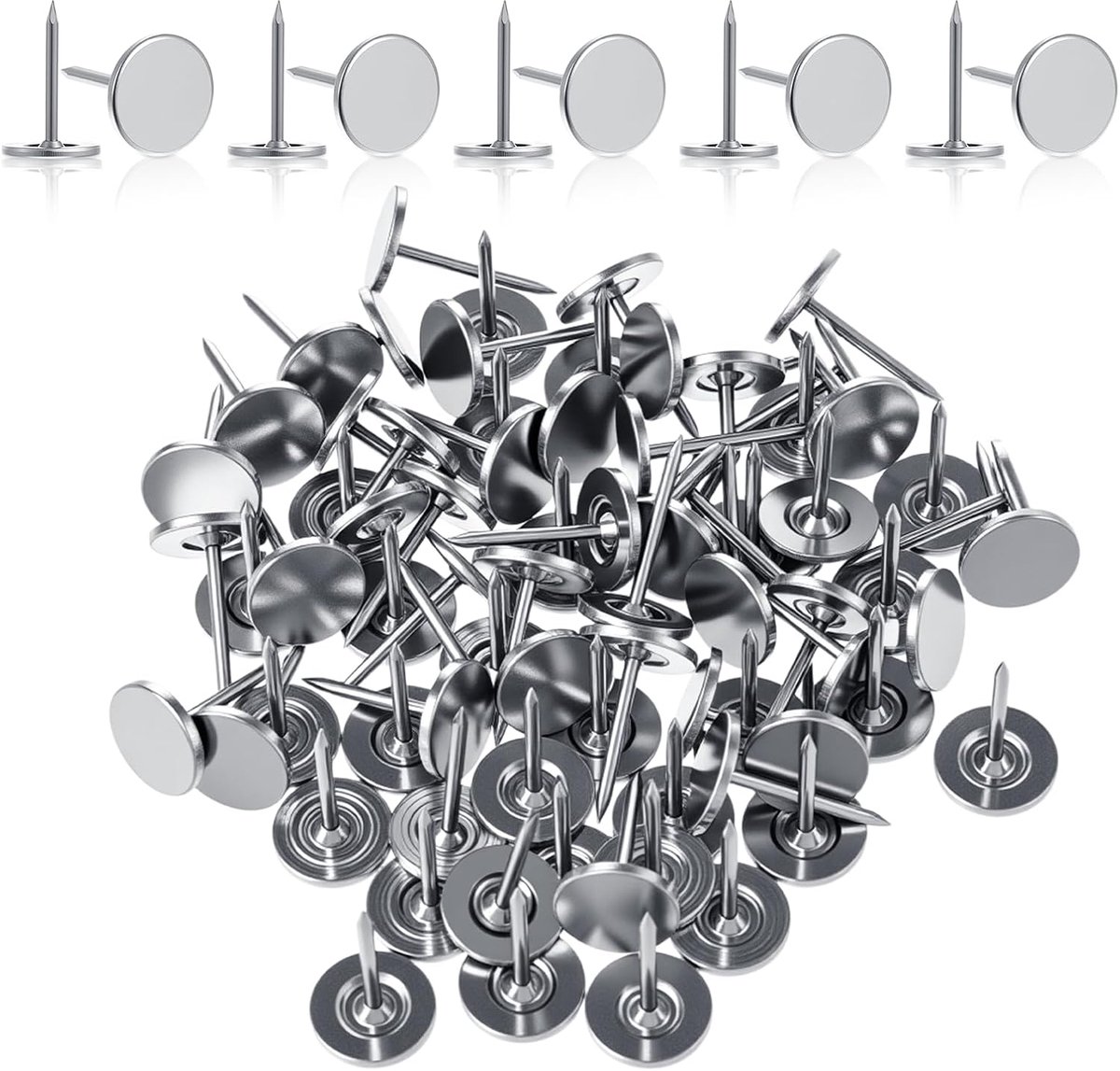 Duimnagels 100 Stuks - Zilver - Stevig - Perfect voor het ophangen van foto's en notities - ShopVlot