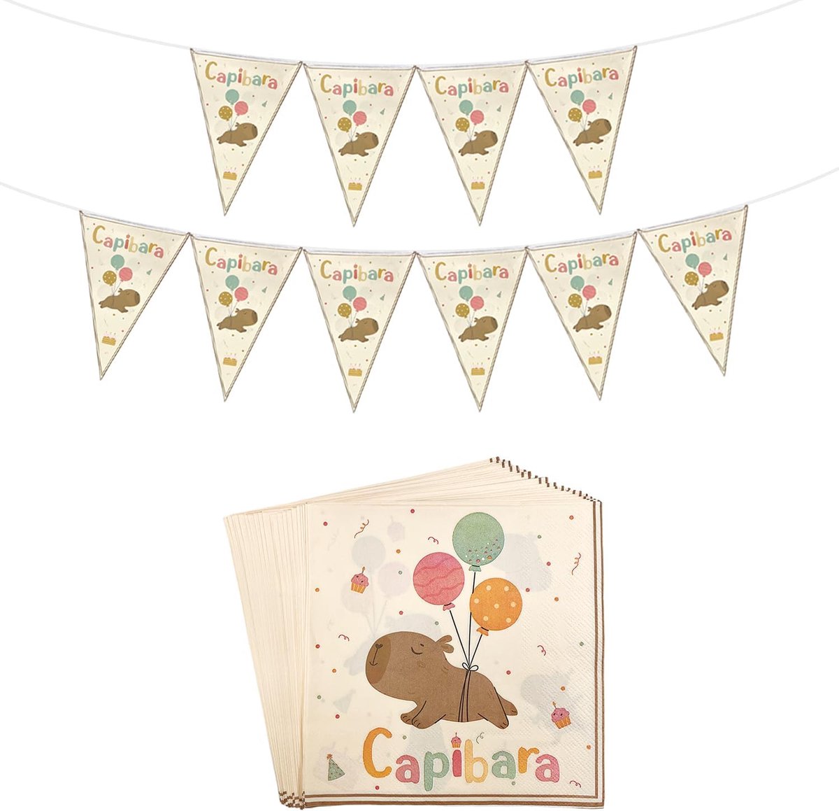 Papieren servetten Capybara 33x33cm - 20 stuks - Bruin - Feestdecoratie voor verjaardagen - ShopVlot