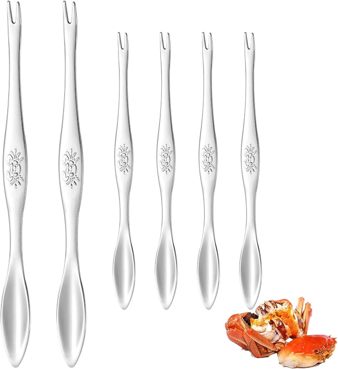 Zeevruchten vorken set - grote en kleine slakkenvorken - roestvrij staal - ideaal voor seafood gerechten - ShopVlot