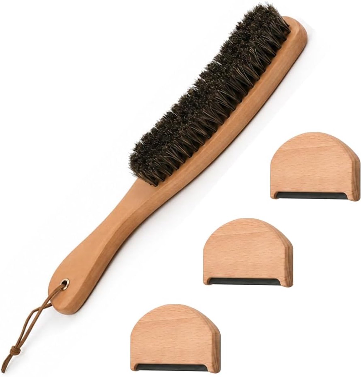 Pluisverwijderaar set - kasjmierkam en 3 pluisverwijderaars - beukenhout - voor het onderhouden van kleding - ShopVlot