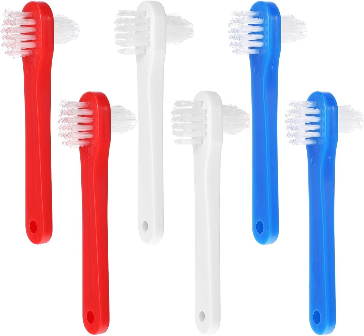 Denture tandenborstel - 6 stuks - dubbele reiniging - ideaal voor gebitsprotheses - ShopVlot