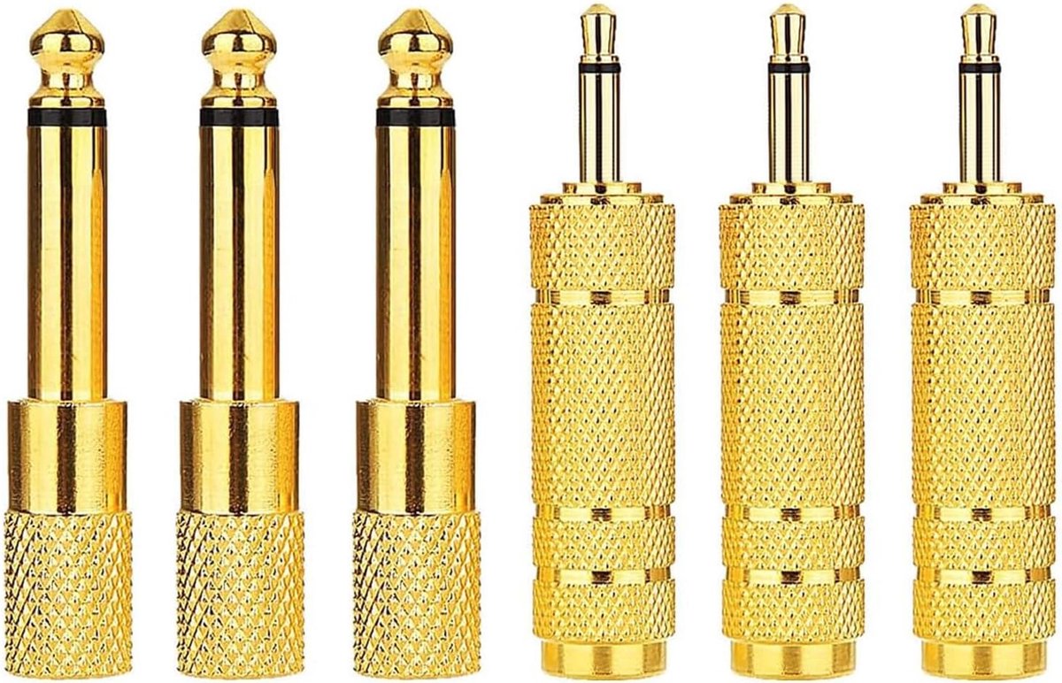 Adapterset 3.5mm naar 6.35mm - 6 stuks - Mono jack - Voor hoofdtelefoon en gitaar - ShopVlot