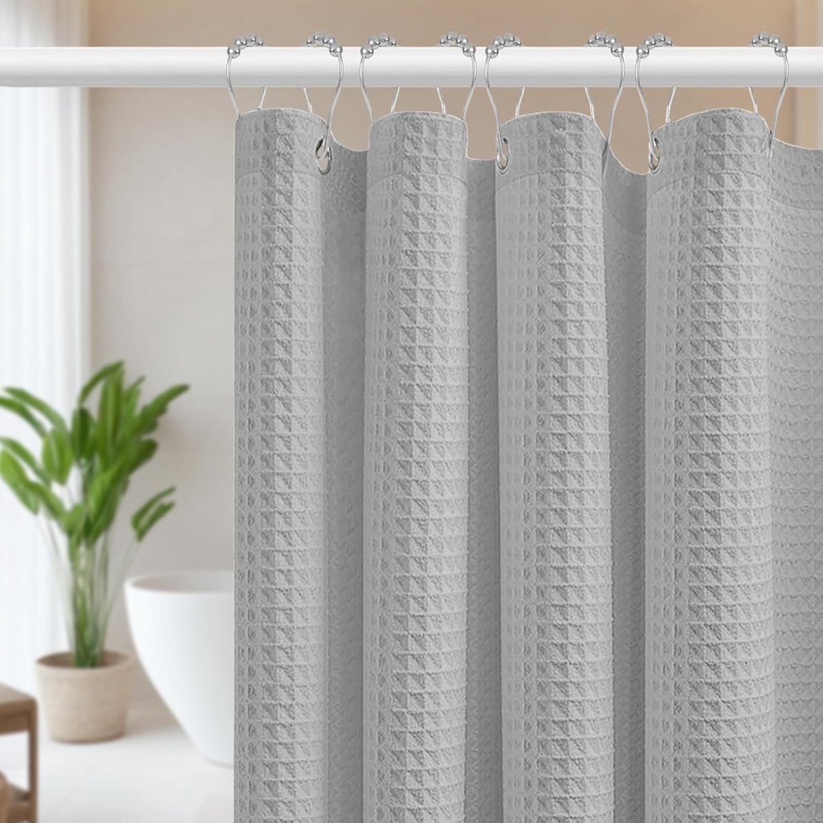 Douchegordijn 180 x 200 cm - Waffle patroon - Wasbaar polyester - Waterdicht en duurzaam - ShopVlot