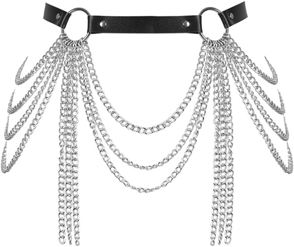 Body chain zwart - leer - met kwastjes - sexy buikaccessoire voor feesten - ShopVlot