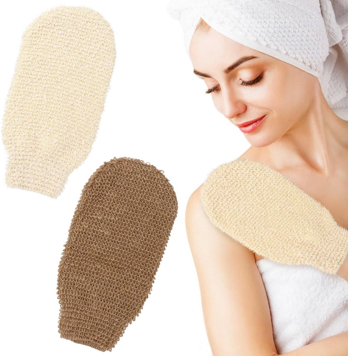 2 Pcs Sisal Exfoliating Gloves, Body Sisal Exfoliating Gloves, Natural Fibres, Peeling Gloves, Washable Shower Gloves - ShopVlot