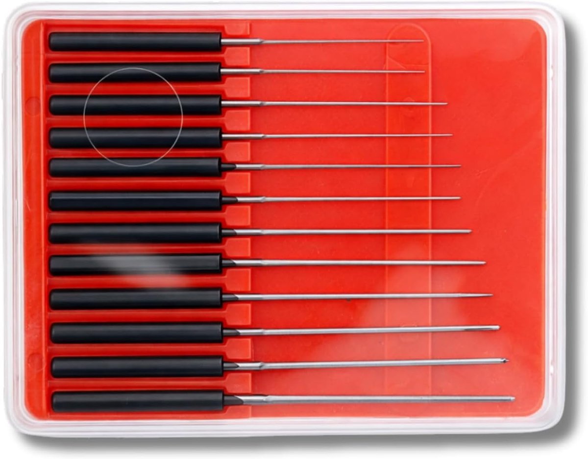 PRATICO MV - Assortiment van 12 afstandhouders met handvat, Ø 0,05 mm tot 0,55 mm, voor uurwerken of precisiemechanica - ShopVlot