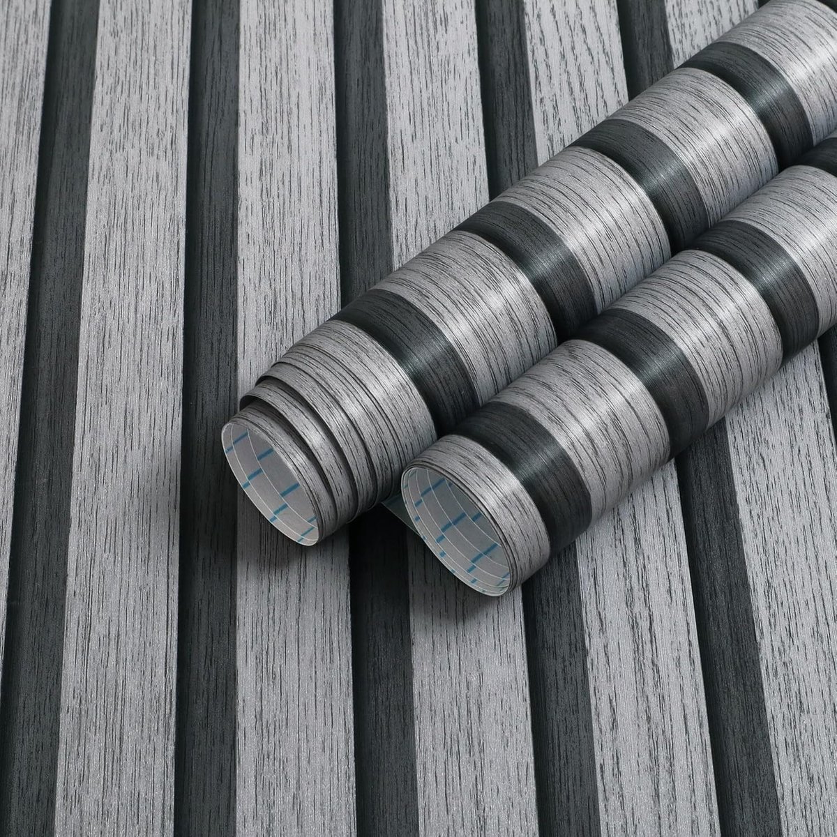 Timeet 44 x 600 cm self-adhesive wallpaper wood look grey - ShopVlot