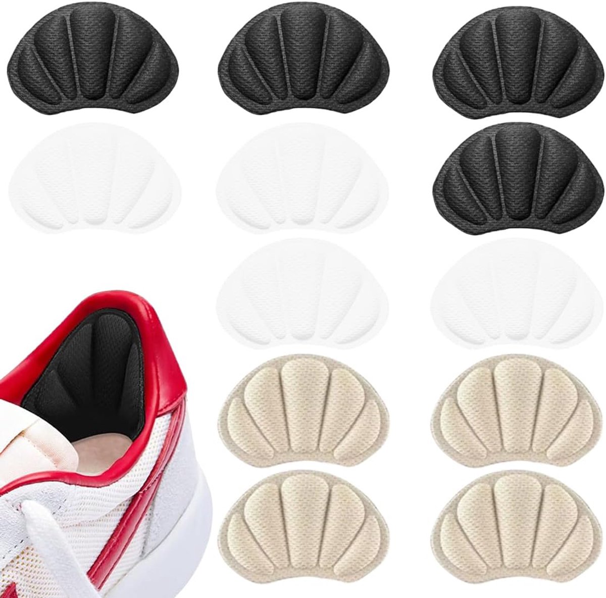 Heel pads 6 paar - premium zelfklevend - diverse kleuren - optimale bescherming voor de hiel - ShopVlot