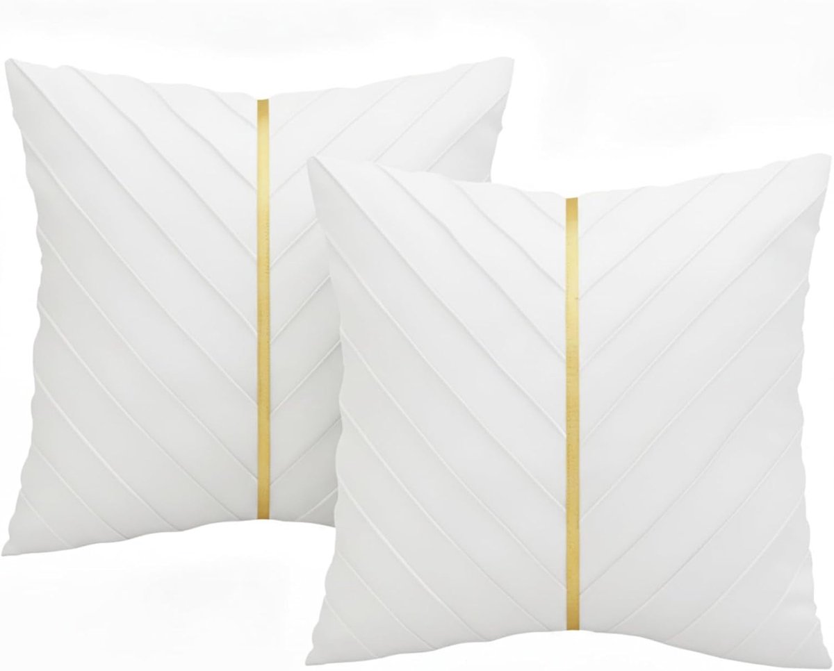 Fluwelen kussenslopen 45 x 45 cm - witgoud - modern design - ideaal voor woonkamer - ShopVlot