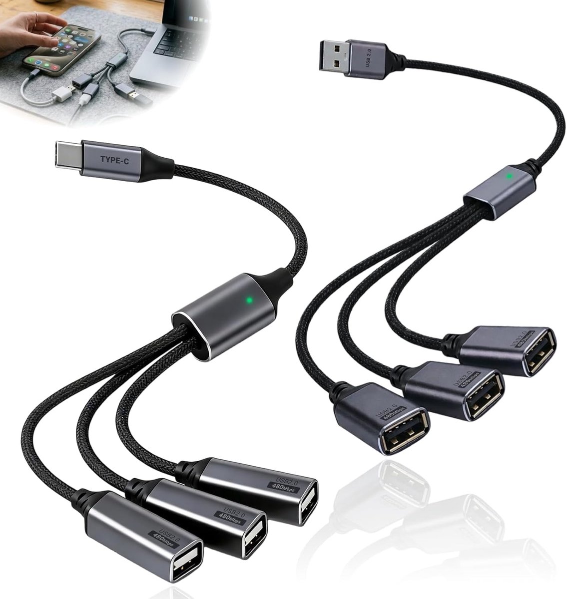 USB C splitter 1 in 3 out - type C verdeler-adapter - gegevensoverdracht en snel opladen - ShopVlot
