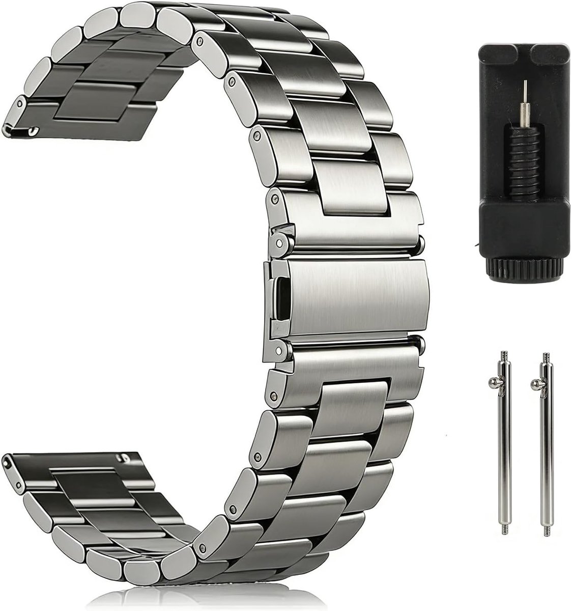 Horlogeband 22mm - Rvs - Elegant businessarmband - Voor heren en dames - ShopVlot