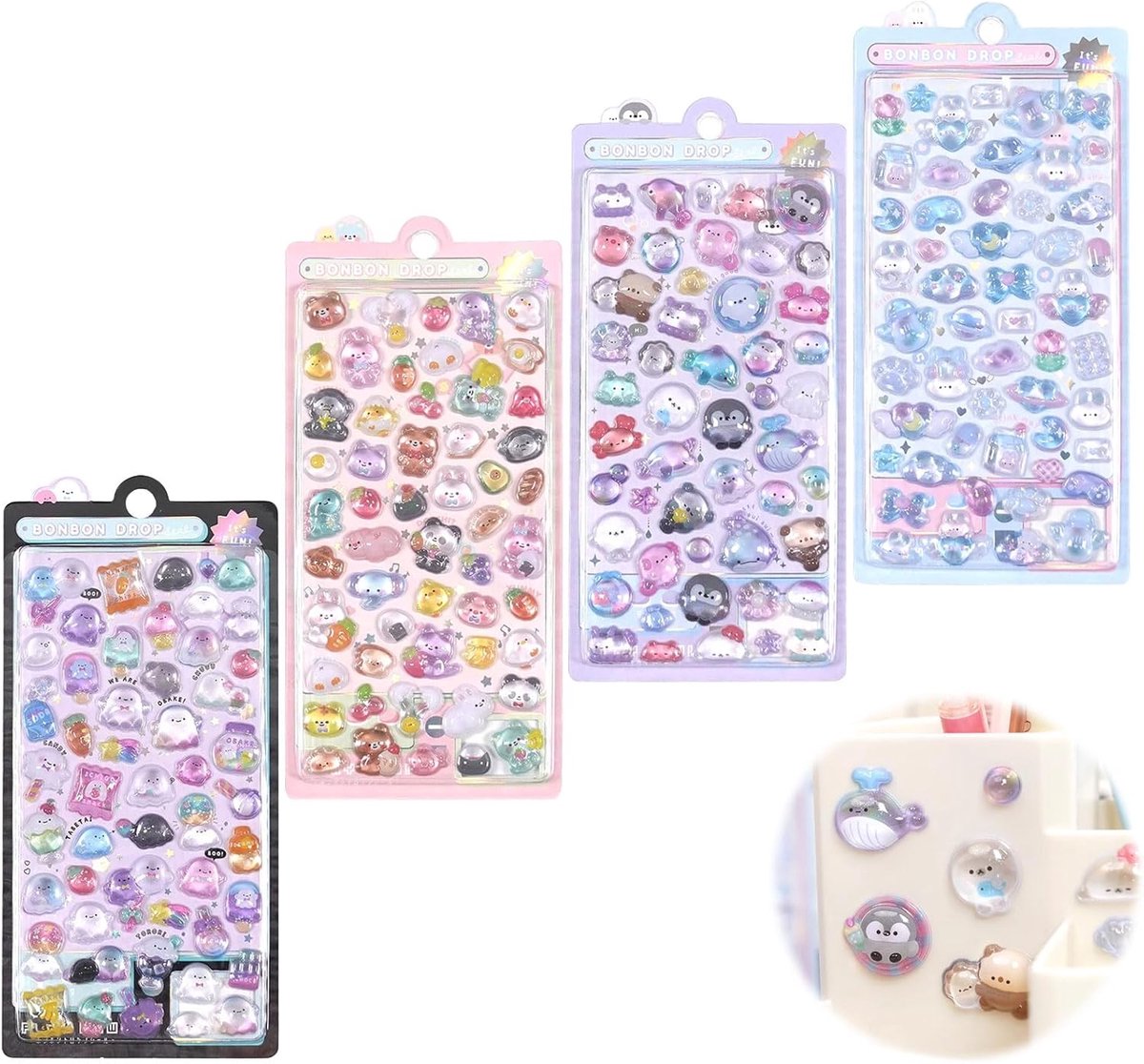 3D puffy stickers set - schattige cartoonstickers - herbruikbaar - perfect voor creatief gebruik - ShopVlot