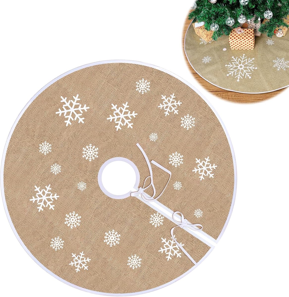 Kerstboomrok linnen - retro stijl - voor een sfeervolle kerst - 1 stuk - ShopVlot