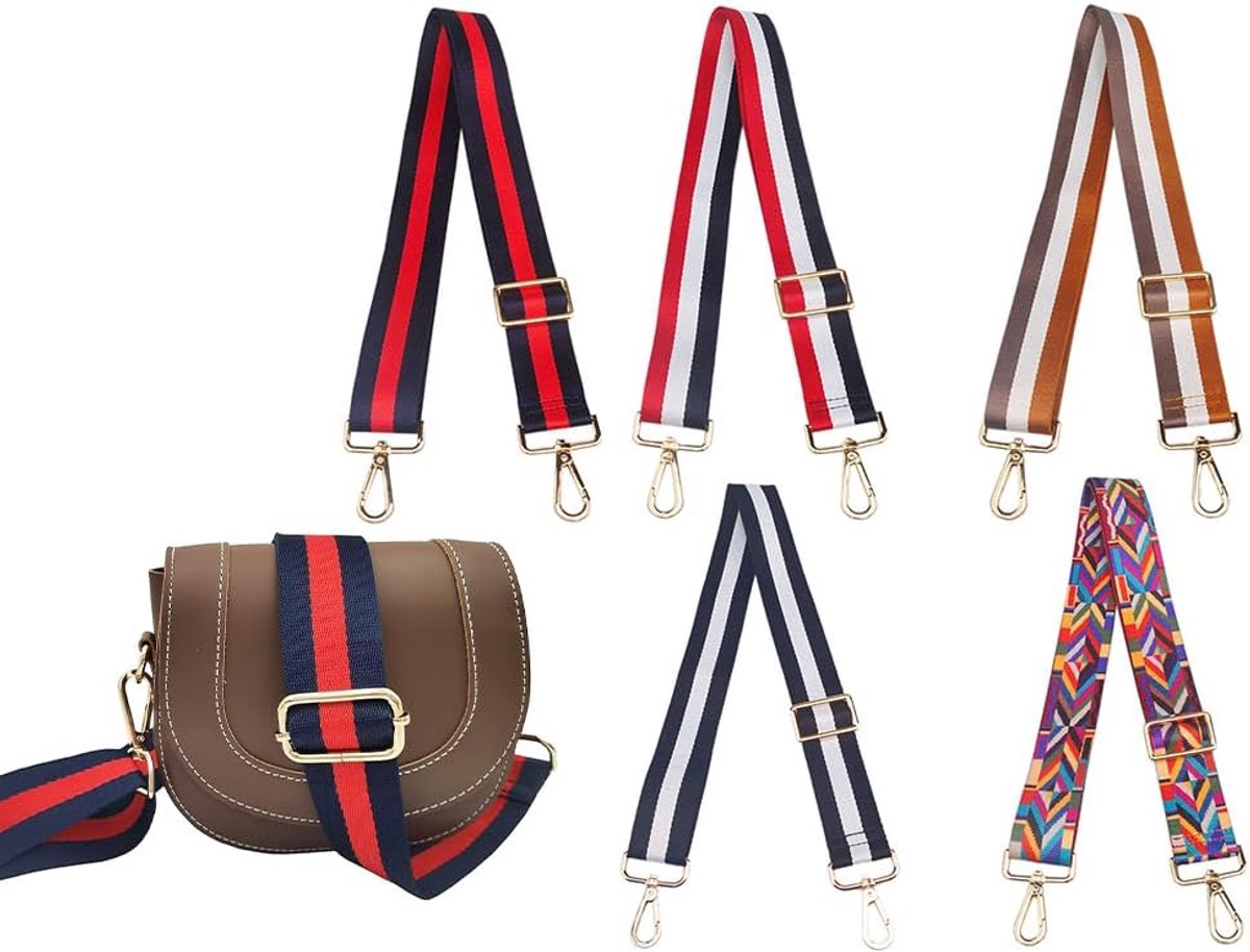 Schouderbanden pack van 5 - 3.8 cm breed - verstelbaar - voor handtassen en schoudertassen - ShopVlot