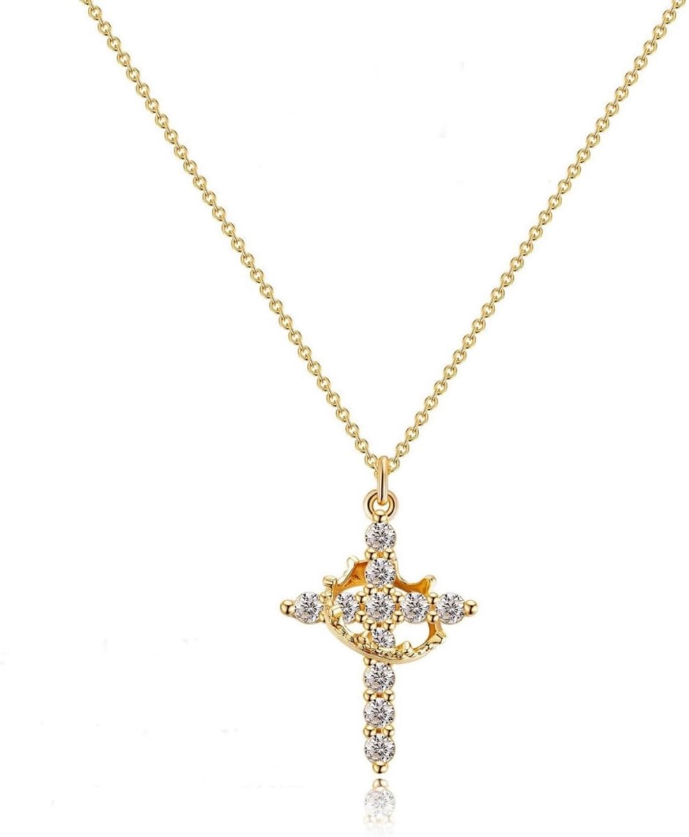 Gedraaide Kruis Kette in Goud voor Dames, Elegante Geloofsanhanger, Perfect Cadeau voor Mannen en Vrouwen