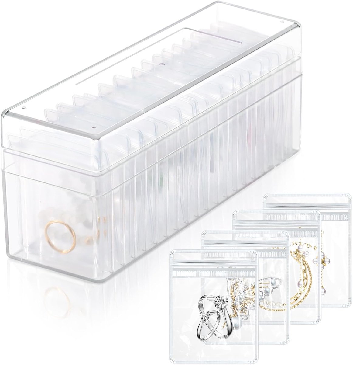 Jewelbox Organizer - Heldere sieradenopberger - 20 draagbare antiverkleuringszakken - Ideaal voor reizen - ShopVlot