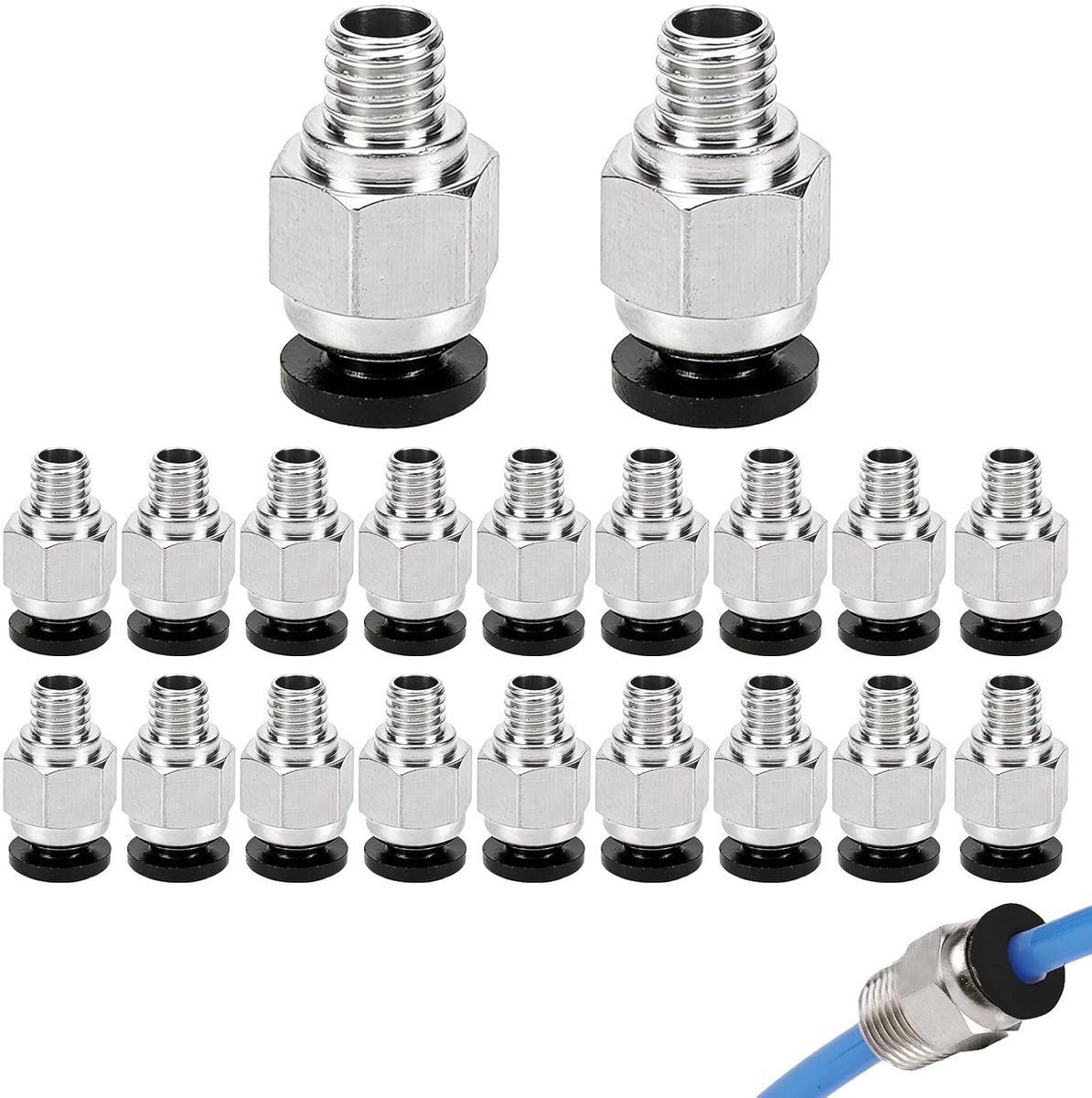 PTFE slangverbinders 4 mm - messing connector - robuuste constructie - ideaal voor 3D-printers - ShopVlot