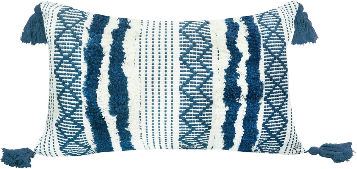 Decoratieve Boho Kussenhoes 30x50cm - Handgeweven Tufted Met Kwastjes - Elegant Accent Voor Bank - ShopVlot
