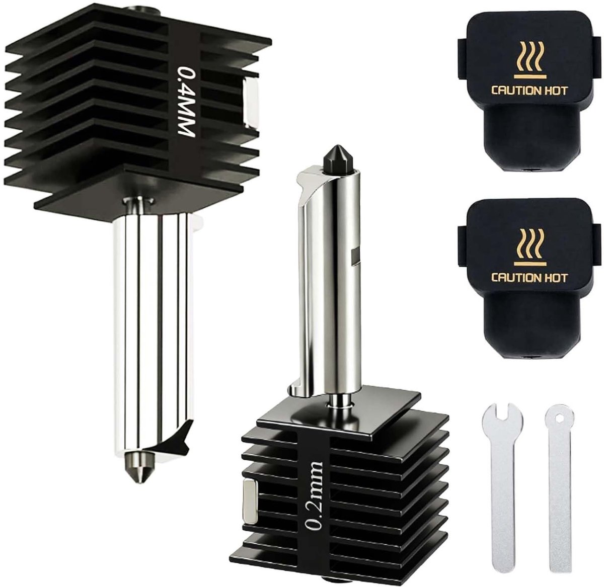 Hotend Kit voor 3D printer - 0.2mm en 0.4mm vervangende printkop - gehard staal - krachtige verwarmingselement - ShopVlot