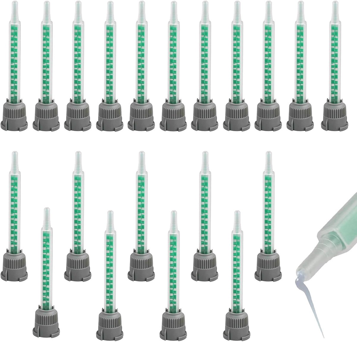 Mengbuis 20 stuks - statische mixer voor 2K lijm - groene mengpunten - ideaal voor AB-kleefpatronen - ShopVlot