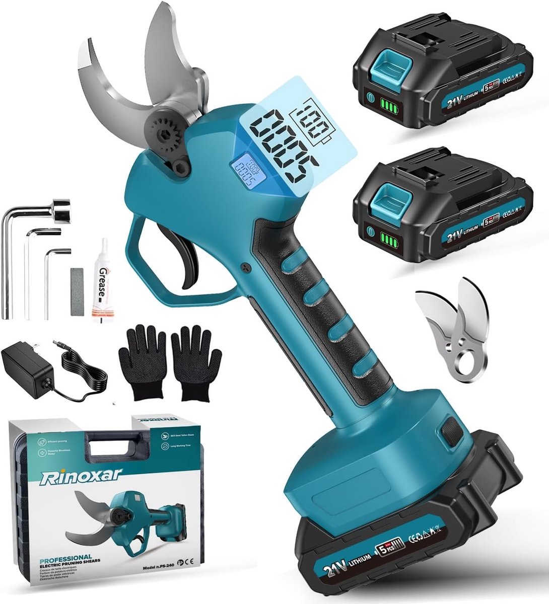 Accu Takkenschaar - Professioneel - Snijdikte 40 mm - Borstelloze Motor met LCD-Display - Voor Tuin en Boomgaarden