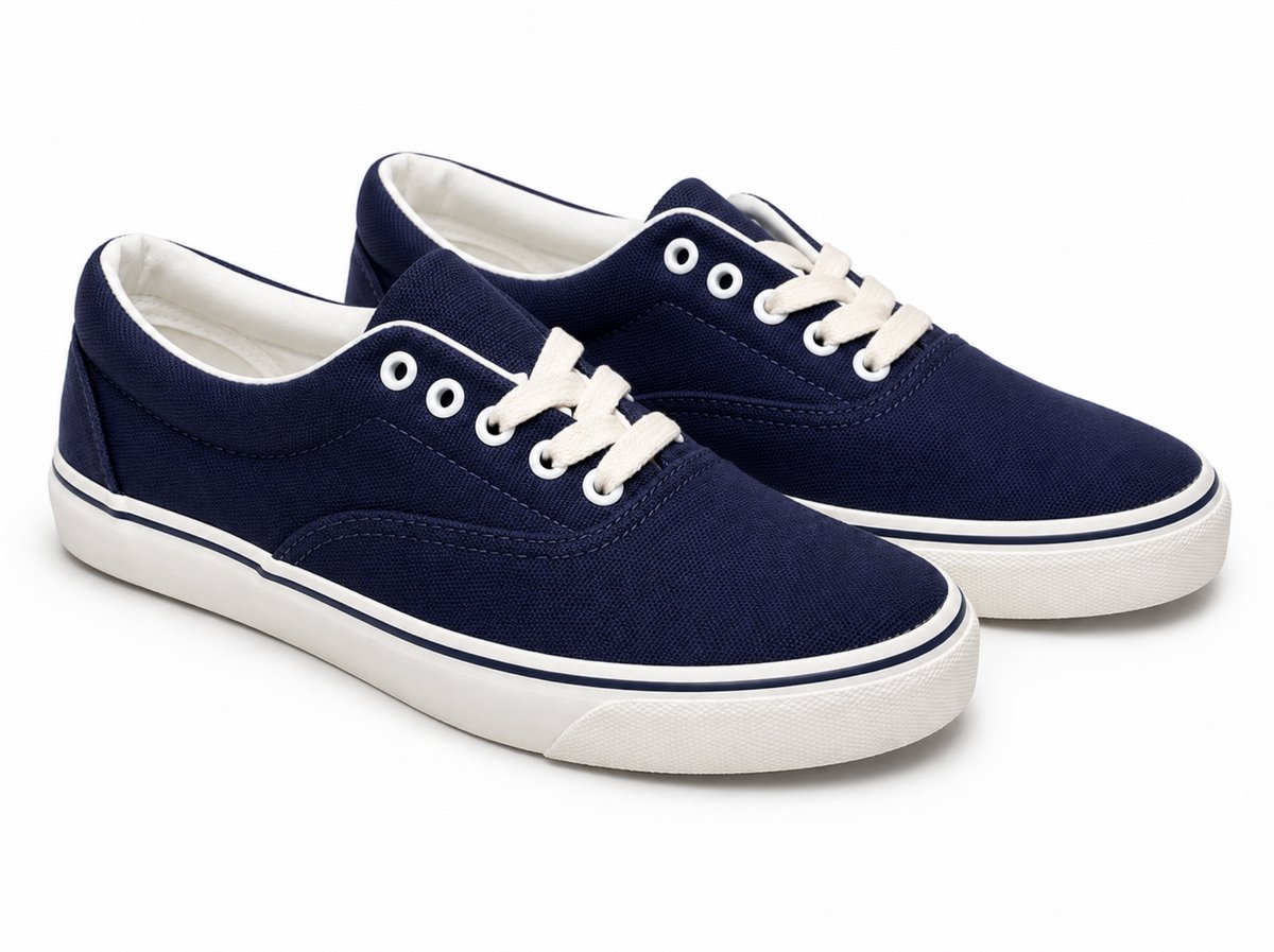 Zandstra Canvas Veterschoenen Navy – Comfortabele Casual Sneakers – Lichtgewicht Vrijetijdsschoenen – Maat 38