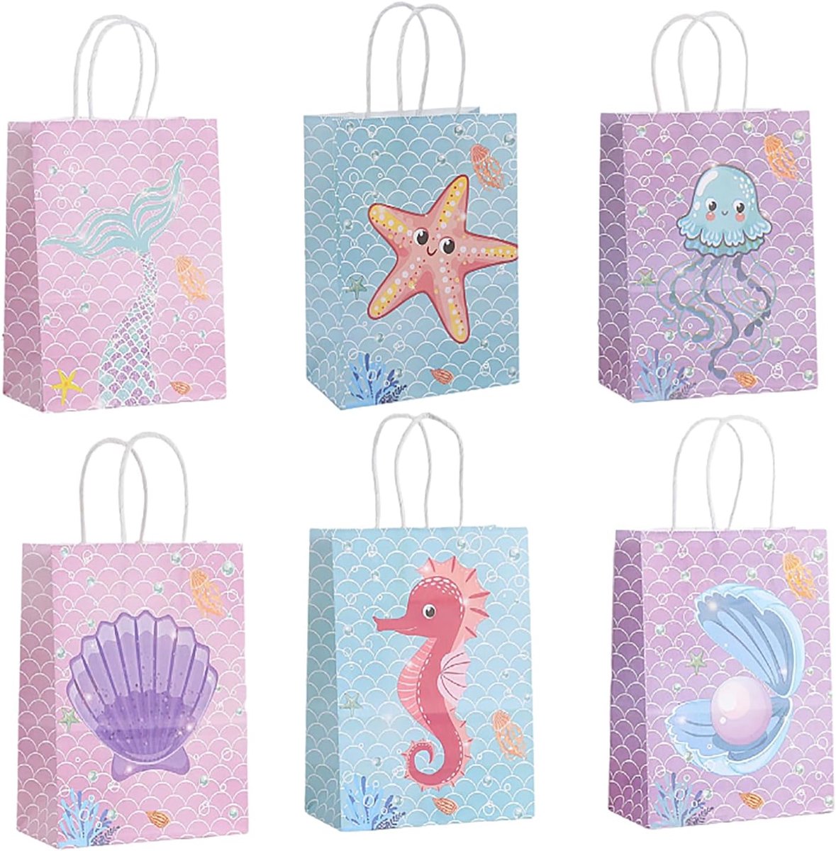 DUGYIRS 24 Stuks Cadeautasjes 21x15x8 cm,Kraft Cadeautas met Handvatten voor Kinderfeestjes,Fiesta,Feestje(A) - ShopVlot