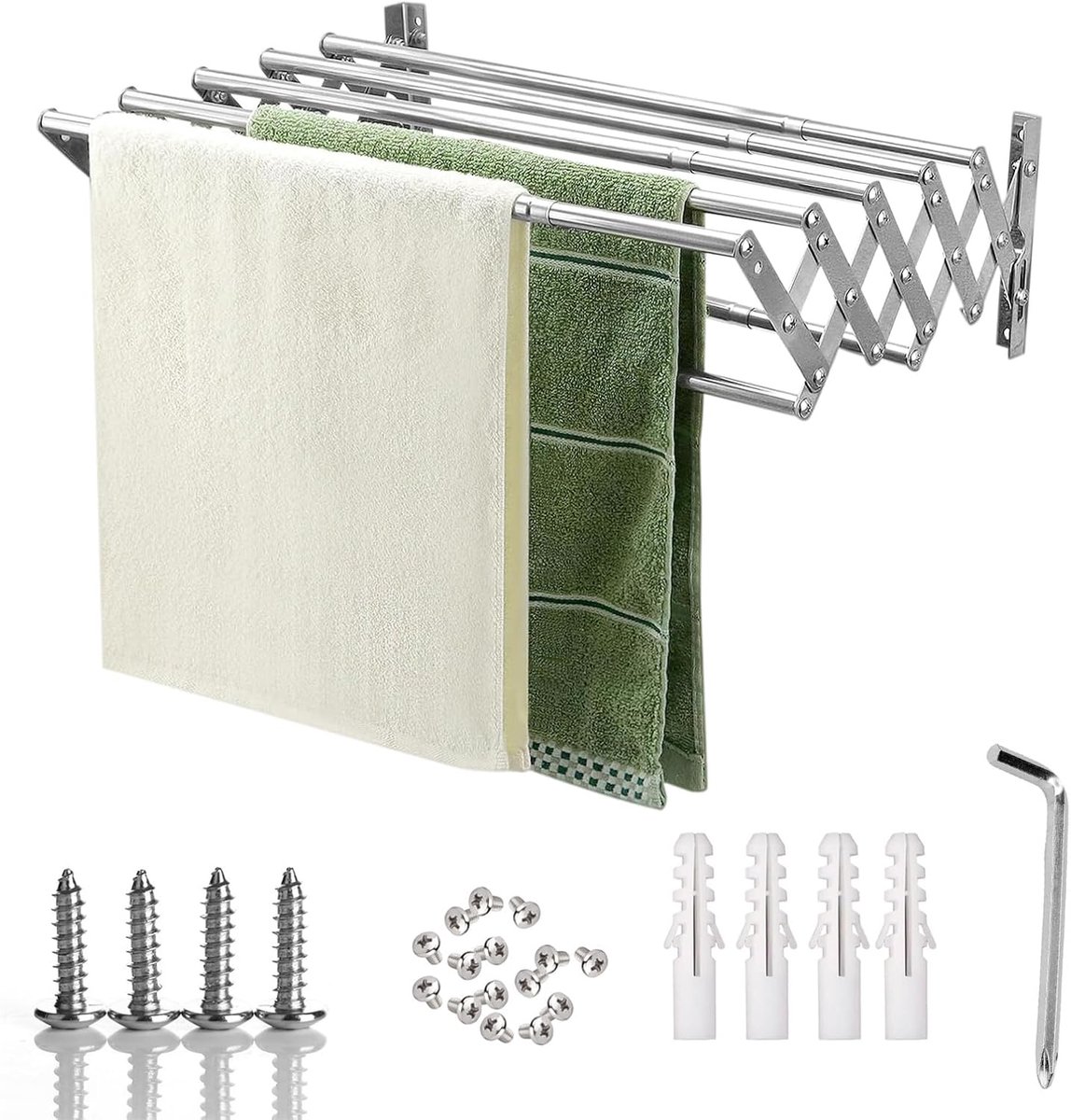 Wall Tumble Dryer, Collapsible 80 cm, with 5 Stainless Steel Poles, for Balcony or Utility Room, Maximum Load Capacity - ShopVlot