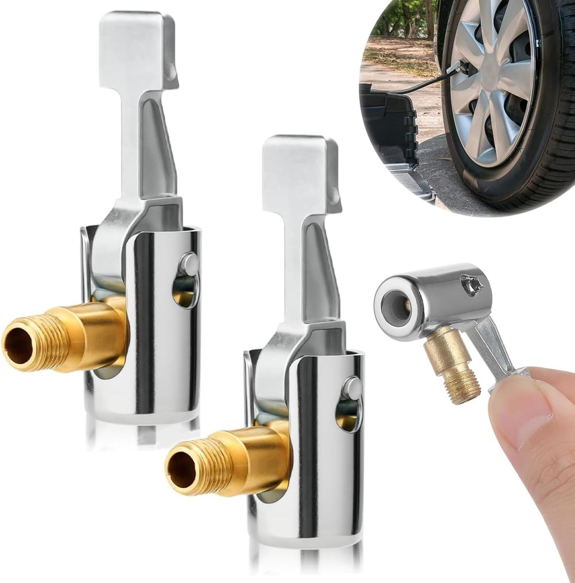 2 stuks Autoventieladapter schroefdraadmondstuk - Bandenpomp adapter voor auto, fiets, motorfiets en compressor - ShopVlot