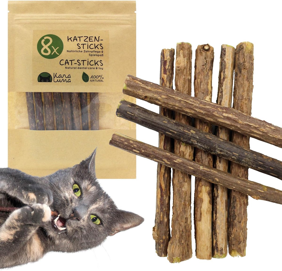 8 x Cat Sticks, Dental Care and Cat Chew Toy, Natural Product of Matatabi Stick Cats, Catnip, Valerian, Cat Sticks - ShopVlot
