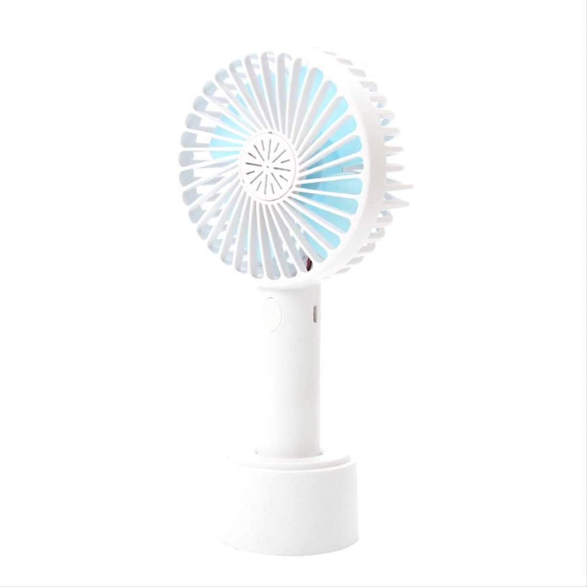 mini handheld fan usb portable silent fan desktop vertical base fan small household appliances 4 inch buton white blue - ShopVlot