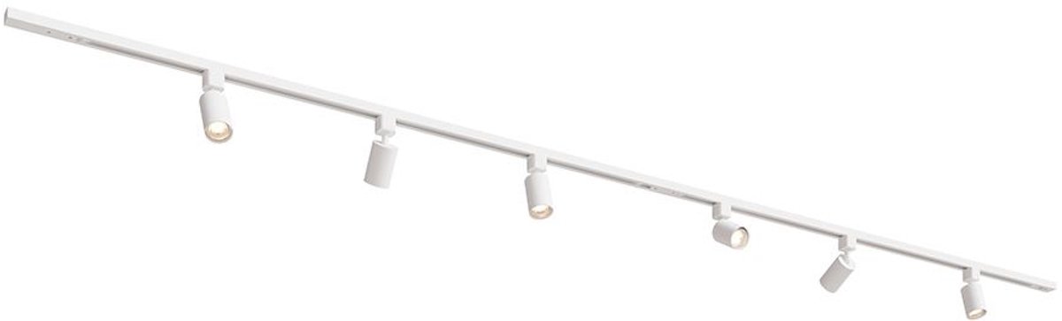 HOFTRONIC railverlichting pakket recht – 3 meter – 6 x GU10 railspots – dimbaar – aluminium wit – IP20 – modulair – 230V – railverlichting woonkamer keuken