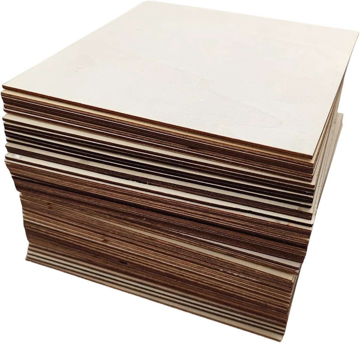 50 Stuks Onbewerkte Houten Vierkante Platen 15 x 15 x 0,3 cm voor Knutselen, Schilderen en Graveren