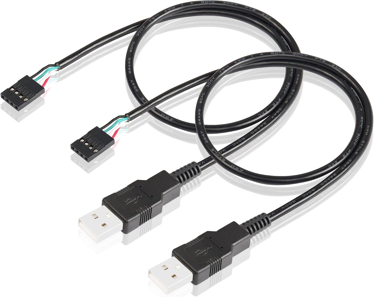 Motherboard cable with 4-pin bus to USB adapter cable, USB 2.0 type A plug to Dupont 4-pin socket (50cm) - ShopVlot