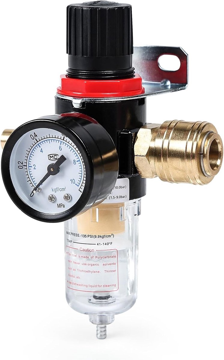 DEWIN Air Regulator, Air Compressor Regulator 1/4 inch Compressed Air Regulator with Water Separator and Quick - ShopVlot